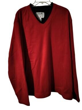 M1334)Vtg Steve & Barry's XL Red Fleece Contrast Collar Preppy Pullover Sweater